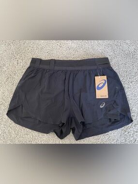 NWT Asics Actibreeze Metarun Split Short Black Shorts Womens Size Large New